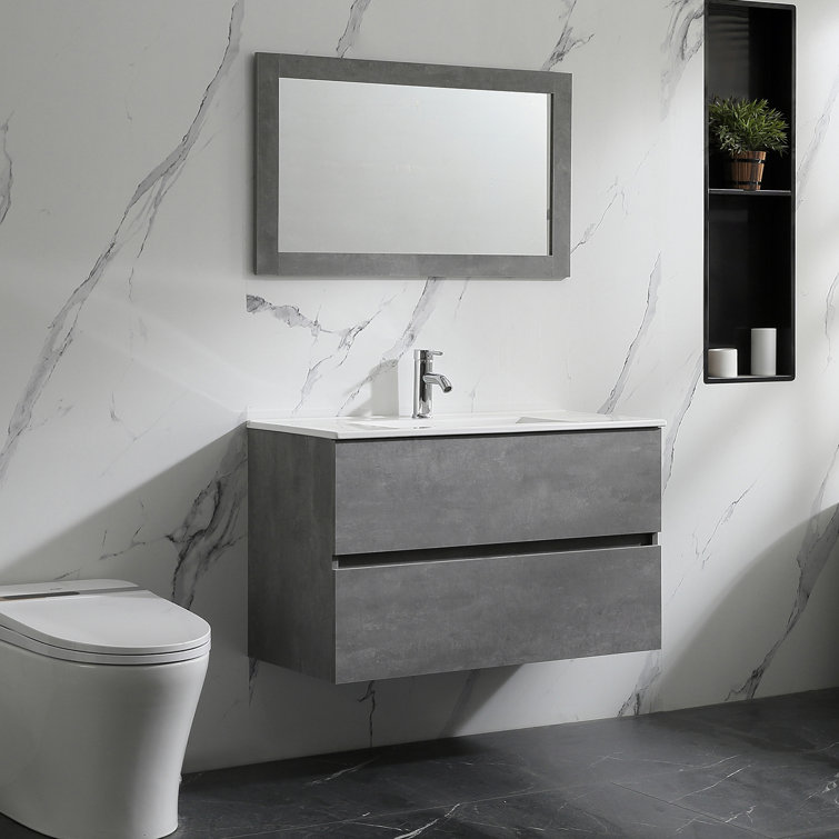 Latitude Run® 36" WallMounted Single Bathroom Vanity Set with Mirror